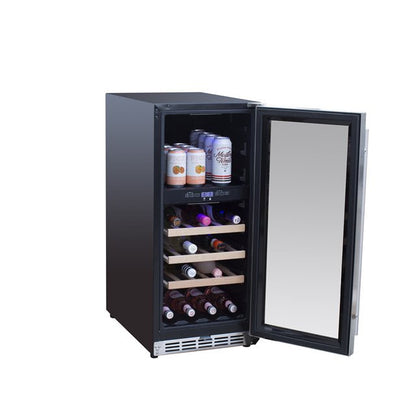 TrueFlame 15-Inch 3.2 Cu. Ft. Outdoor Rated Dual Zone Wine Cooler (AMD-RFR-15WD)