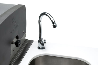 Mont Alpi 400 Deluxe BBQ Grill Island with Beverage Center, Kamado Module & Extra Storage - MAi400-DBEVKAMXL