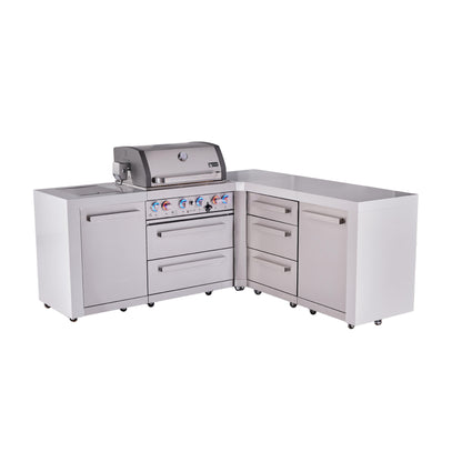 Mont Alpi 400 Deluxe BBQ Grill Island with L-Shape & Extra Drawer Storage - MAi400-D90DR