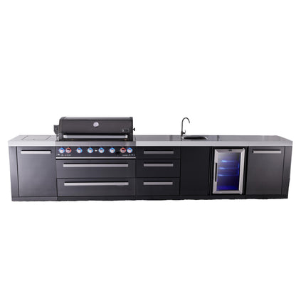 Mont Alpi 805 Black Stainless Steel BBQ Grill Island with Beverage Center & Extra Drawer Storage - MAi805-BSSBEVDR (PREORDER - Est. Ship Date Dec 15)