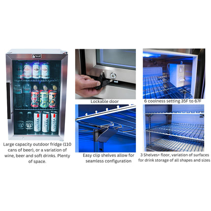 Mont Alpi 400 Deluxe BBQ Grill Island with Beverage Center, Kamado Module, Extra Storage & Fridge - MAi400-DBEVFCKAMXL