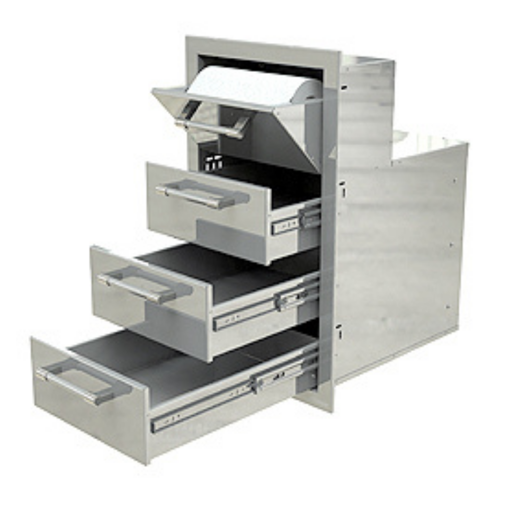 Alfresco 17-Inch Paper Towel Holder & Three Storage Drawer Combo - AXE-3DRTH-SC