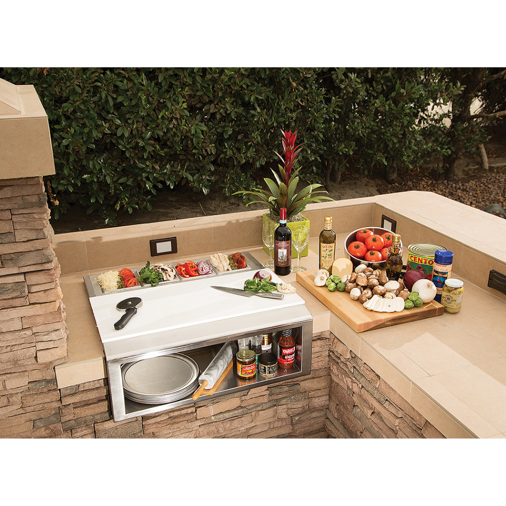 Alfresco 30-Inch Pizza Prep & Garnish Rail with Food Pans - APS-30PPC