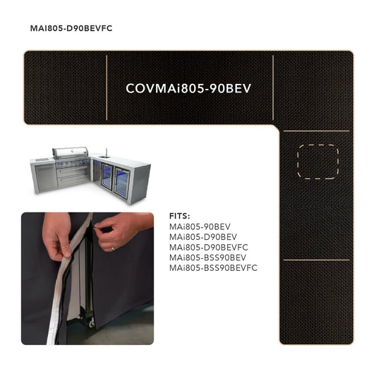 Cover for Mont Alpi 805 Island with a 90 Degree Corner and Beverage Center - COVMAi805-90BEV