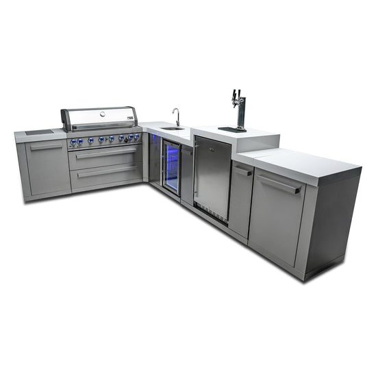 Mont Alpi 805 BBQ Grill Island with L-Shape, Kegerator & Beverage Center - MAi805-90KEGBEV
