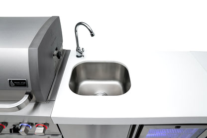 Mont Alpi 400 Deluxe BBQ Grill Island with Beverage Center, Kamado Module, Extra Storage & Fridge - MAi400-DBEVFCKAMXL