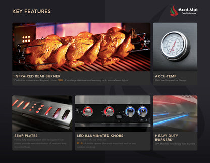 Mont Alpi 400 Deluxe BBQ Grill Island with Kegerator, Kamado Module & Extra Storage - MAi400D-DKEGKAMXL