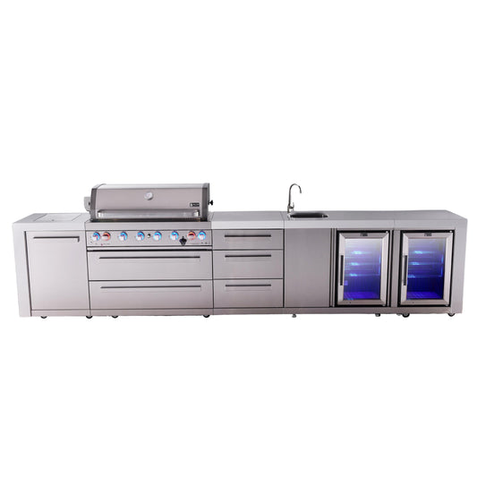 Mont Alpi 805 Deluxe BBQ Grill Island with Beverage Center, Extra Drawer Storage & Fridge - MAi805-DBEVFCDR