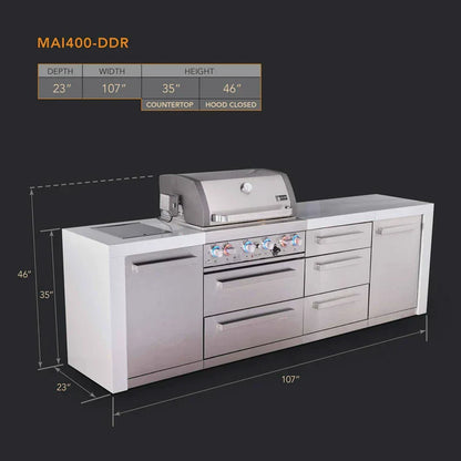 Mont Alpi 400 Deluxe BBQ Grill Island with Extra Drawer Storage - MAi400-DDR