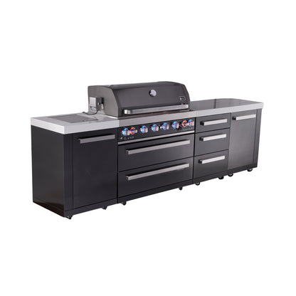 Mont Alpi 805 Black Stainless Steel BBQ Grill Island with Extra Drawer Storage - MAi805-BSSDR (PREORDER - Est. Ship Date Dec 15)
