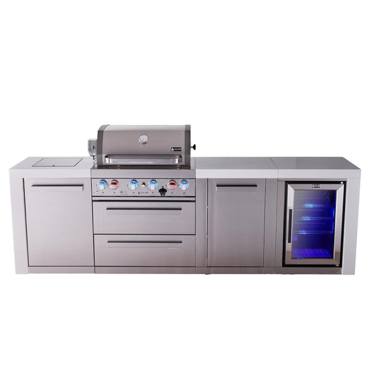 Mont Alpi 400 Deluxe BBQ Grill Island with Extra Storage & Fridge - MAi400-DFCXL