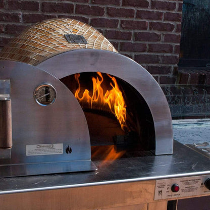 HPC Forno Hybrid Gas/Wood Fueled Mosaic Tile Pizza Oven on Wheeled Cart