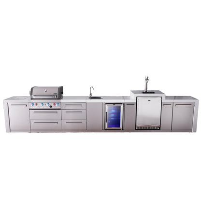 Mont Alpi 400 Deluxe BBQ Grill Island with Beverage Center, Kegerator & Extra Drawer Storage - MAi400-DKEGBEVDR