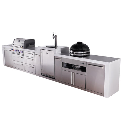 Mont Alpi 400 Deluxe BBQ Grill Island with Kegerator, Kamado Module & Extra Drawer Storage - MAi400-DKEGKAMDR