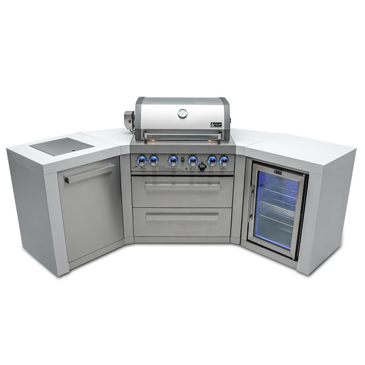 Mont Alpi 400 Deluxe BBQ Grill Island with V-Shape & Fridge Cabinet - MAi400-D45FC