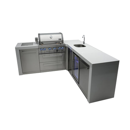 Mont Alpi 400 Deluxe BBQ Grill Island with L-Shape & Beverage Center - MAi400-D90BEV