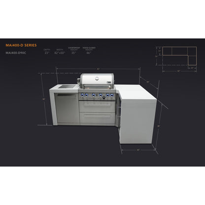 Mont Alpi 400 Deluxe BBQ Grill Island with L-Shape - MAi400-D90C