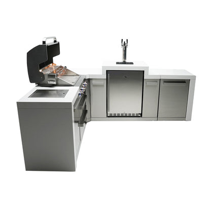 Mont Alpi 400 Deluxe BBQ Grill Island with L-Shape & Kegerator - MAi400-D90KEG