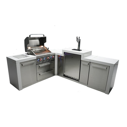 Mont Alpi 400 Deluxe BBQ Grill Island with L-Shape & Kegerator - MAi400-D90KEG