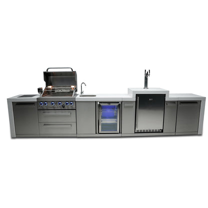 Mont Alpi 400 Deluxe BBQ Grill Island with Kegerator & Beverage Center - MAi400-DKEGBEV