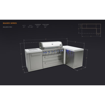 Mont Alpi 805 BBQ Grill Island with L-Shape - MAi805-90