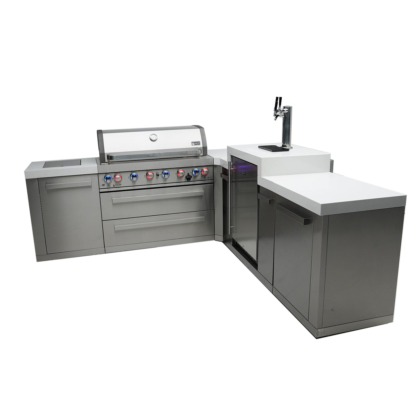 Mont Alpi 805 BBQ Grill Island with L-Shape & Kegerator - MAi805-90KEG