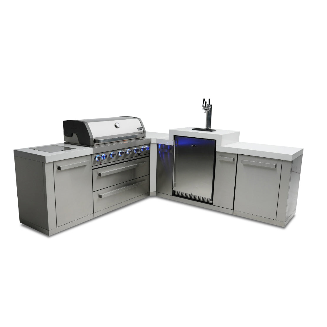 Mont Alpi 805 BBQ Grill Island with L-Shape & Kegerator - MAi805-90KEG