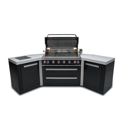 Mont Alpi 805 Black Stainless Steel BBQ Grill Island with V-Shape - MAi805-BSS45C