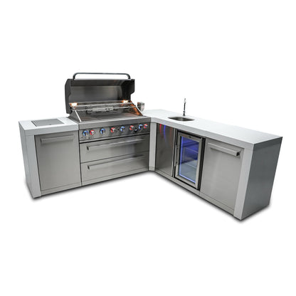 Mont Alpi 805 Deluxe BBQ Grill Island with L-Shape & Beverage Center - MAi805-D90BEV