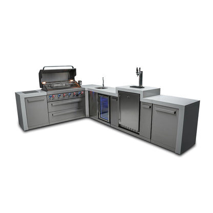 Mont Alpi 805 Deluxe BBQ Grill Island with L-Shape, Kegerator & Beverage Center - MAi805-D90KEGBEV