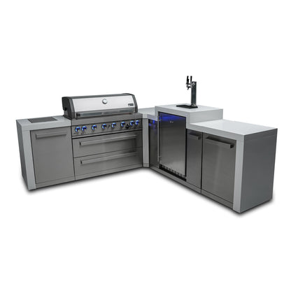 Mont Alpi 805 Deluxe BBQ Grill Island with L-Shape & Kegerator - MAi805-D90KEG