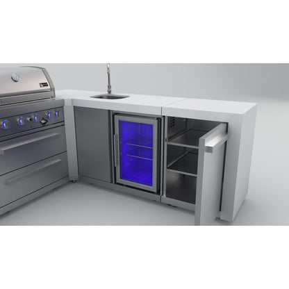 Mont Alpi 400 Deluxe BBQ Grill Island with L-Shape & Beverage Center - MAi400-D90BEV