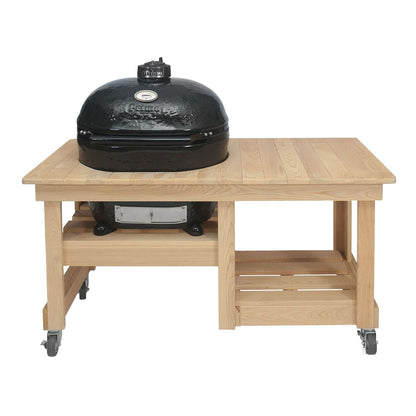 Primo Oval Large 300 Ceramic Kamado Grill on Cypress Countertop Table