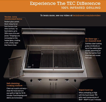 TEC Patio 2FR 44-Inch Infrared Gas Grill On Stainless Steel Pedestal