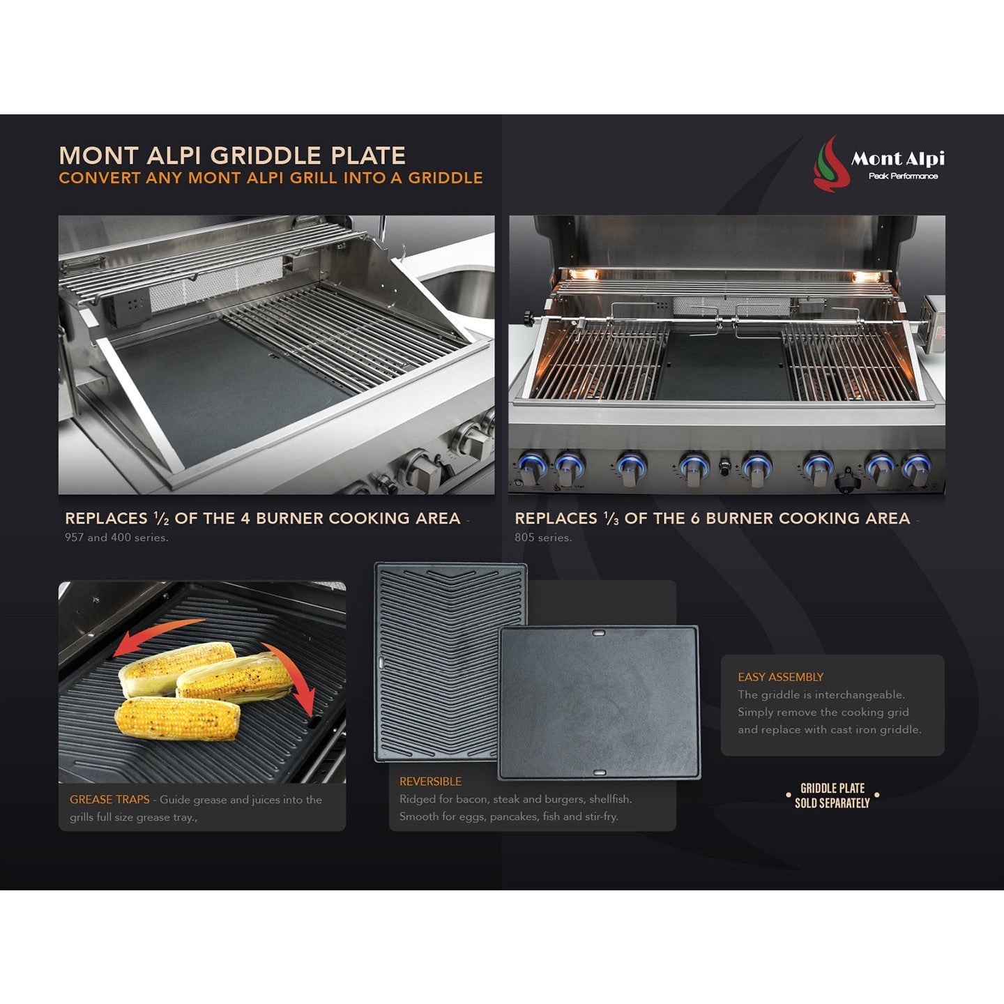 Mont Alpi 400 Deluxe BBQ Grill Island with L-Shape, Extra Storage & Fridge - MAi400-D90FCXL