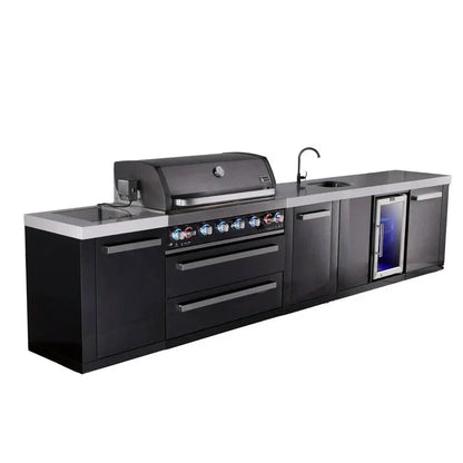 Mont Alpi 805 Black Stainless Steel BBQ Grill Island with Beverage Center & Extra Storage - MAi805-BSSBEVXL