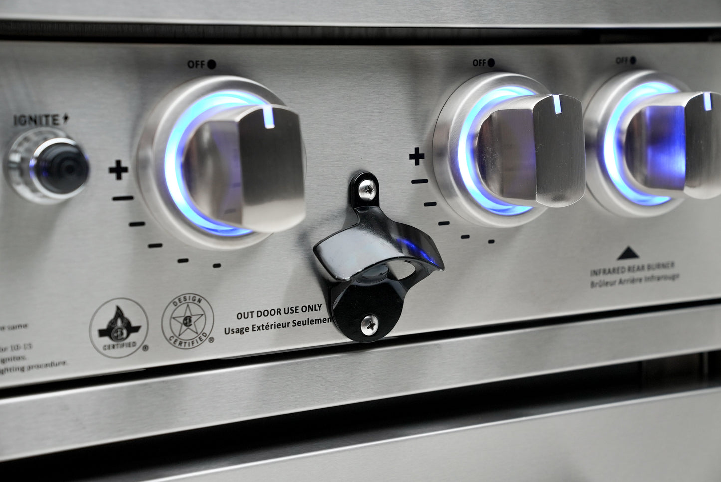 Mont Alpi 400 Deluxe BBQ Grill Island with Beverage Center, Extra Storage & Fridge - MAi400-DBEVFCXL