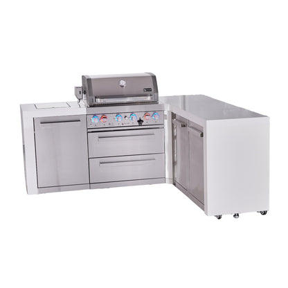 Mont Alpi 400 Deluxe BBQ Grill Island with L-Shape & Extra Storage - MAi400-D90XL